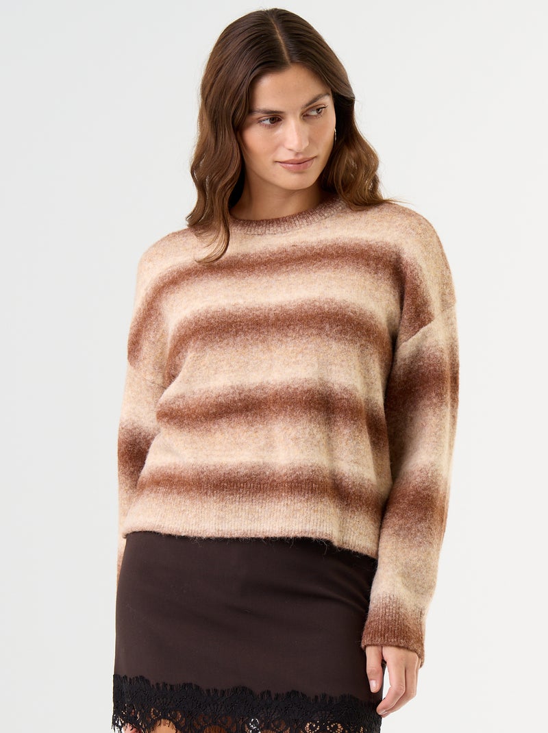 Pull en maille grosse jauge Marron - Kiabi