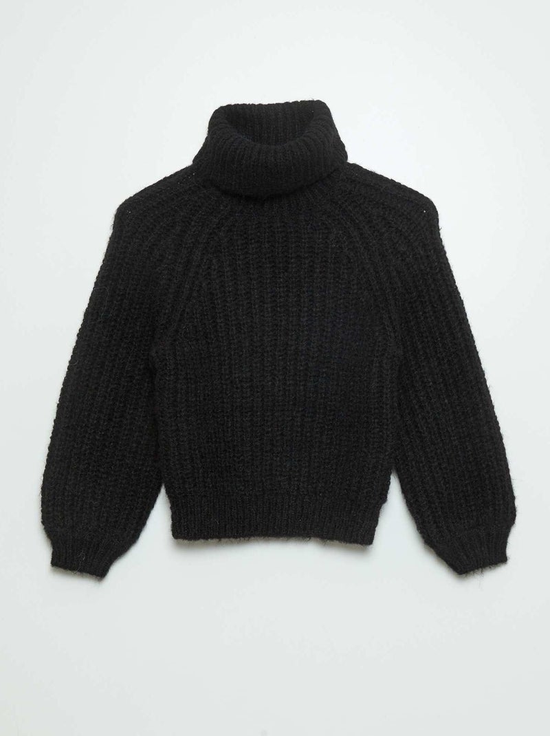Pull en maille grosse jauge noir - Kiabi