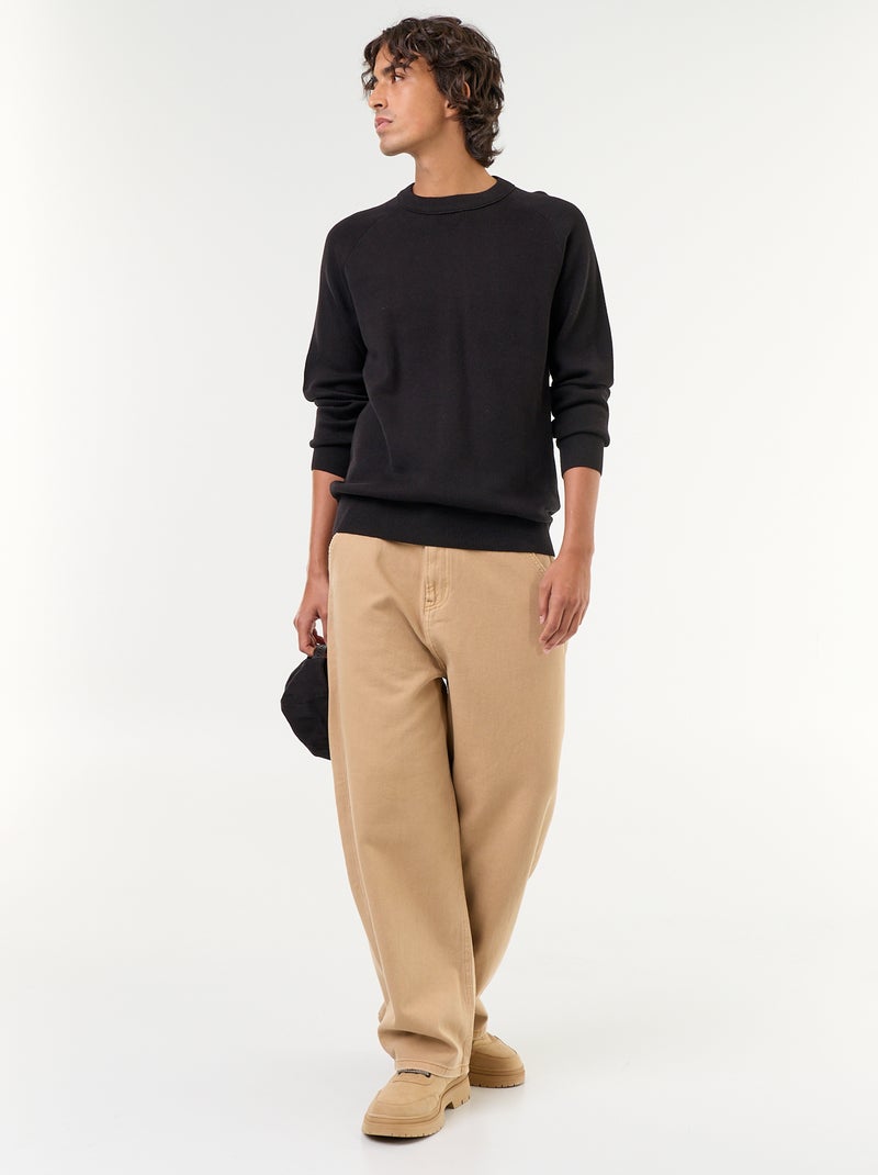Pull en maille grosse jauge Noir - Kiabi