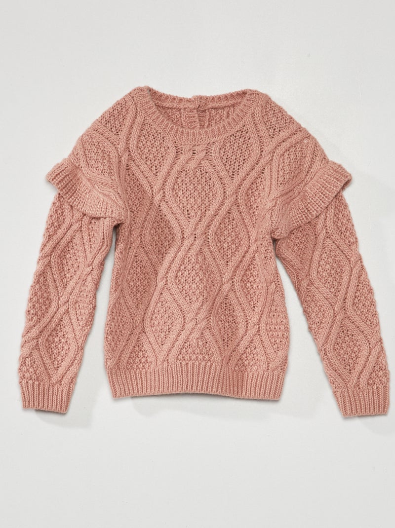 Pull en maille grosse jauge Rose - Kiabi