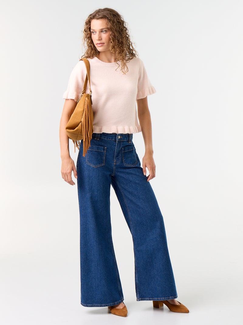 Pull en maille grosse jauge Rose - Kiabi