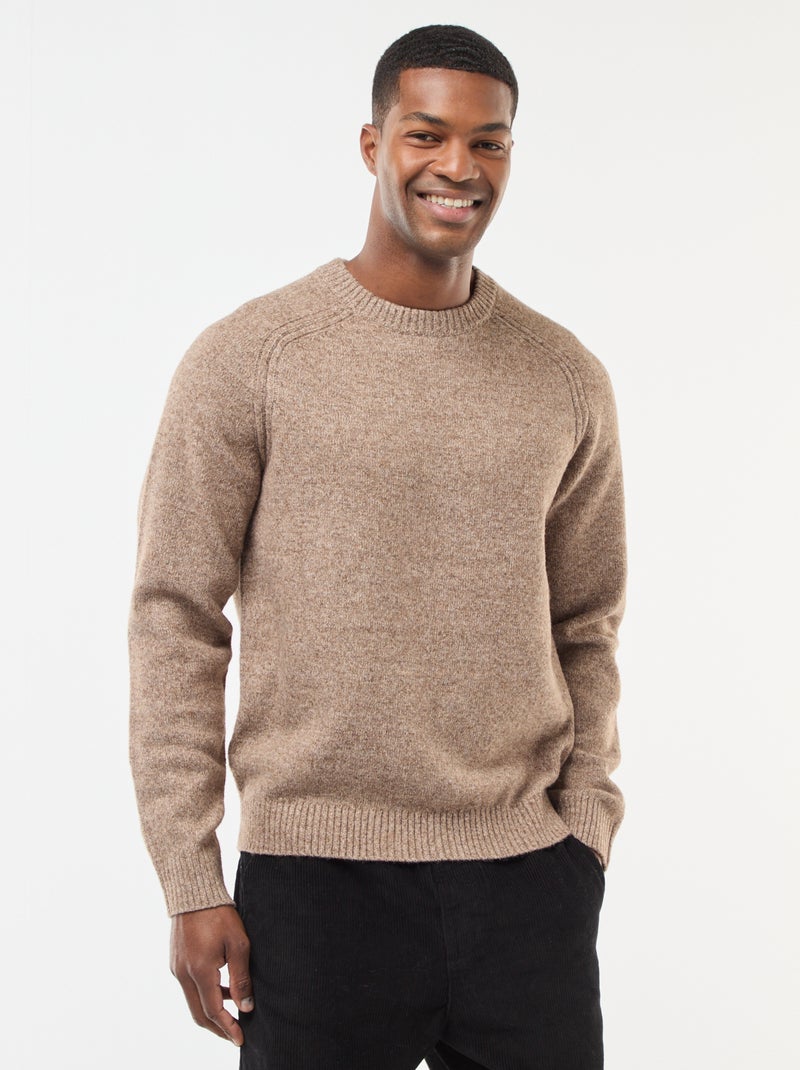 Pull en maille grosse jauge uni Beige - Kiabi