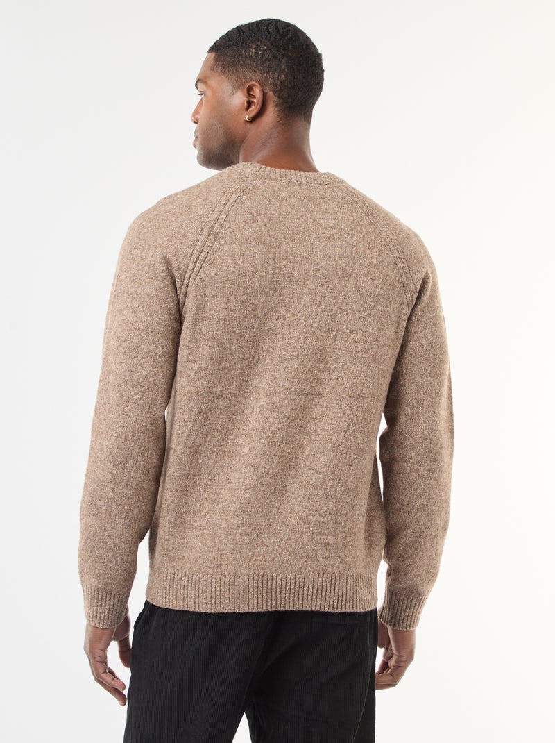Pull en maille grosse jauge uni Beige - Kiabi