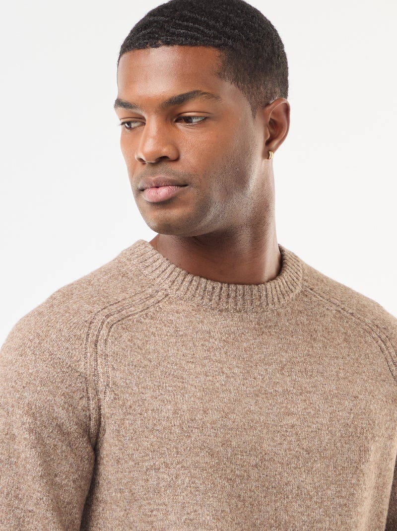 Pull en maille grosse jauge uni Beige - Kiabi