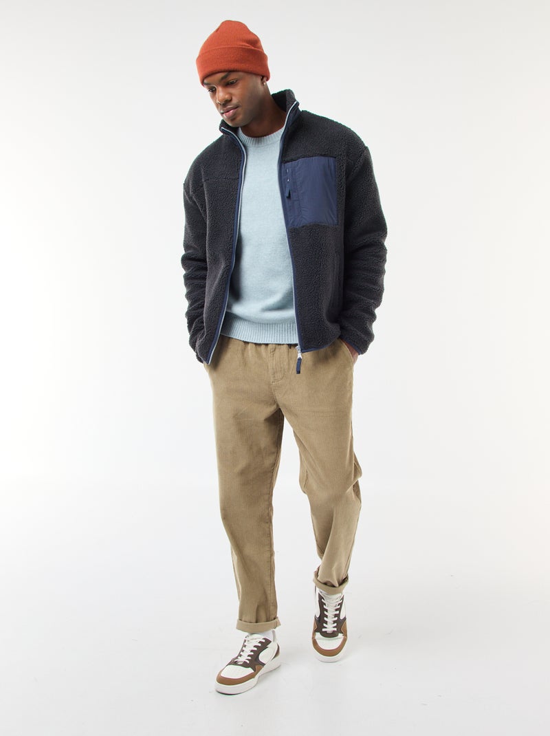 Pull en maille grosse jauge uni Bleu - Kiabi