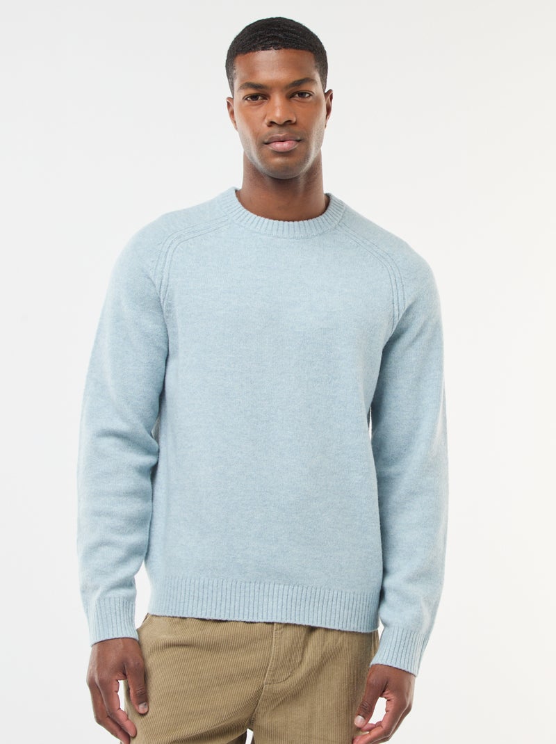 Pull en maille grosse jauge uni Bleu - Kiabi