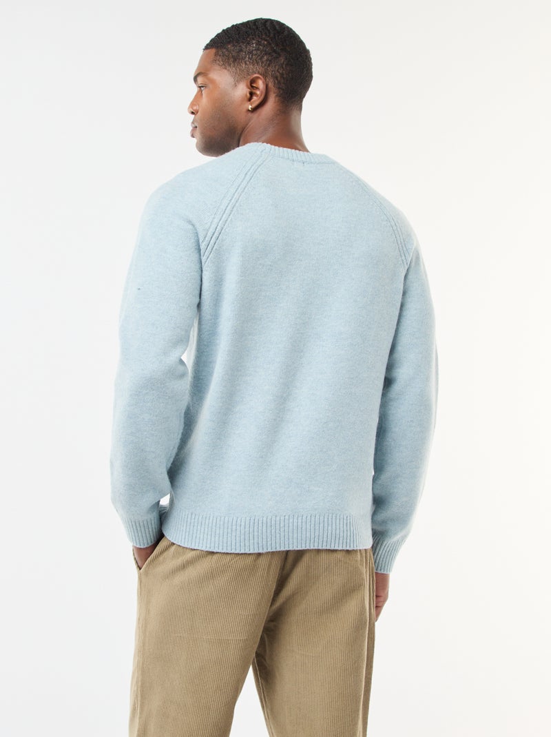 Pull en maille grosse jauge uni Bleu - Kiabi