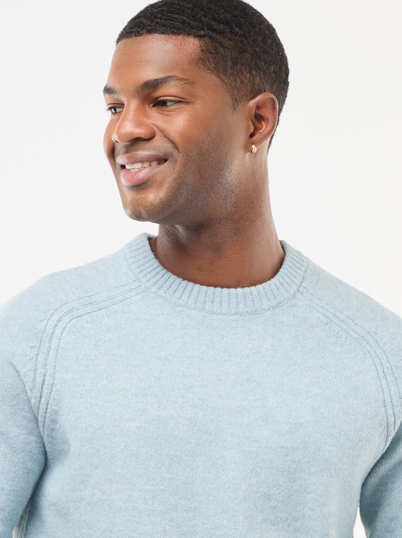 Pull en maille grosse jauge uni Bleu - Kiabi