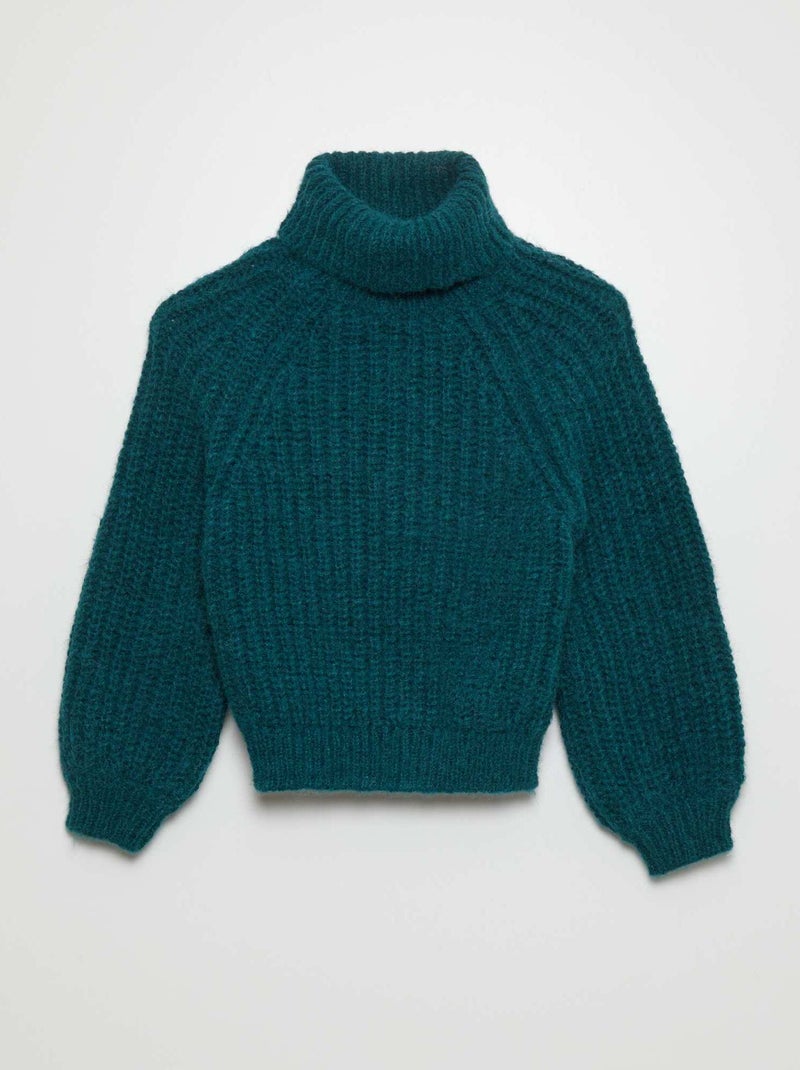 Pull en maille grosse jauge vert - Kiabi