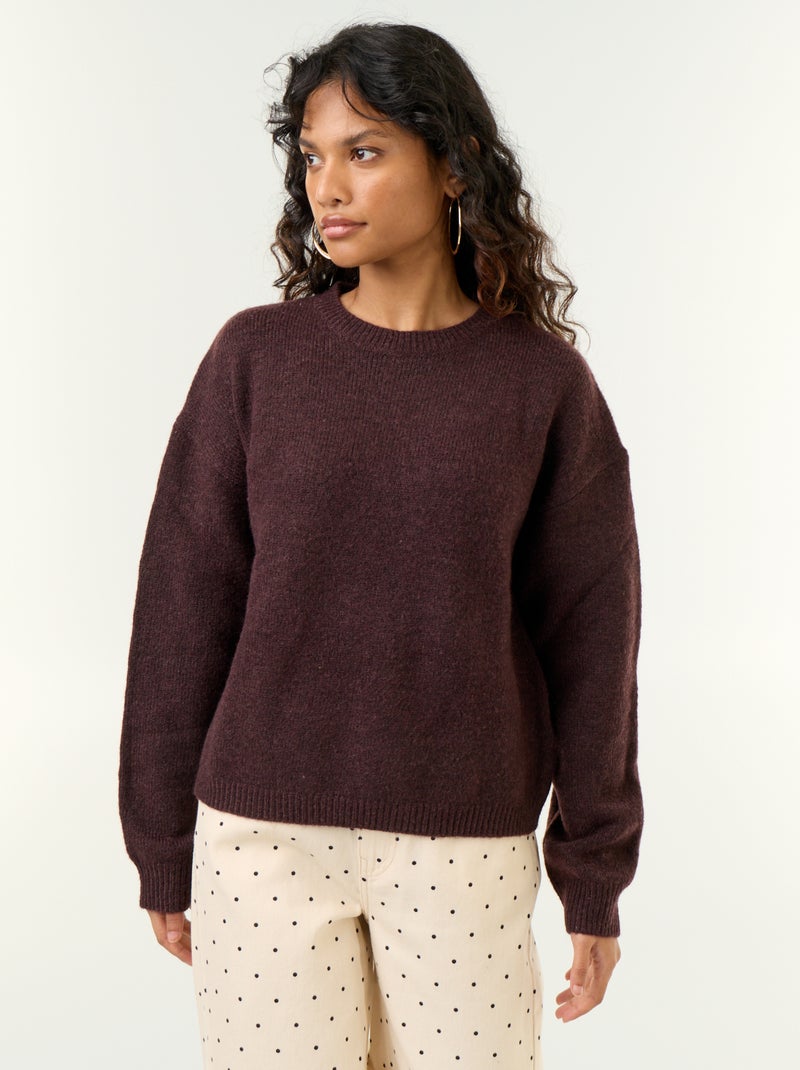 Pull en maille grosse jauge Violet - Kiabi