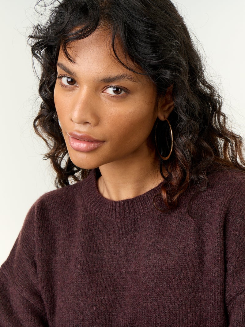 Pull en maille grosse jauge Violet - Kiabi