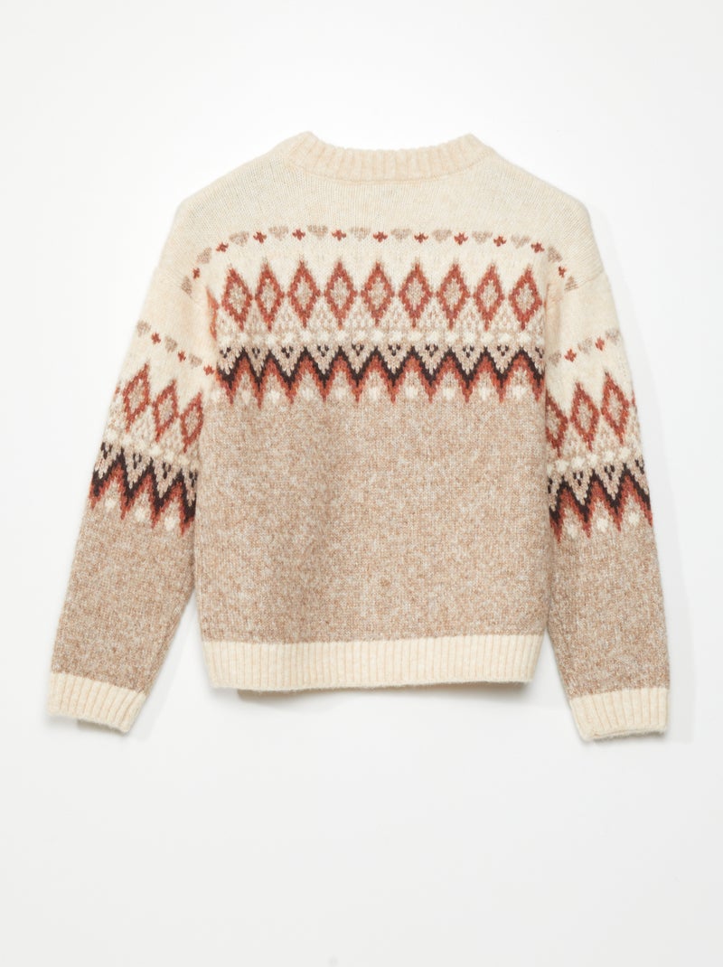 Pull en maille imprimé jacquard Beige - Kiabi