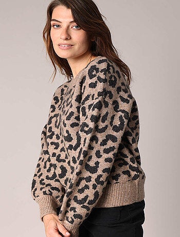 Pull en maille imprimé léopard 'Deeluxe'