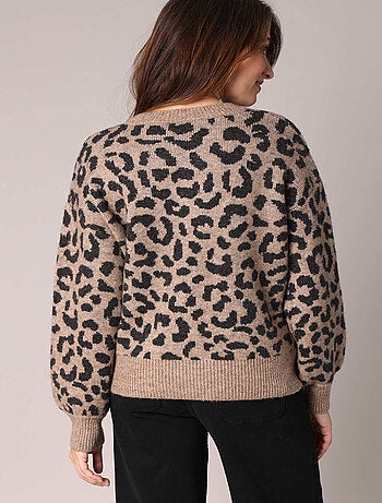 Pull en maille imprimé léopard 'Deeluxe'