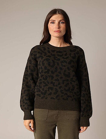 Pull en maille imprimé léopard 'Deeluxe'