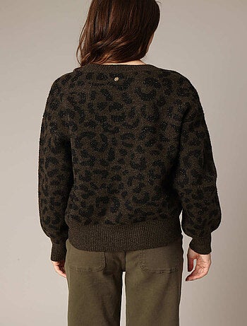 Pull en maille imprimé léopard 'Deeluxe'
