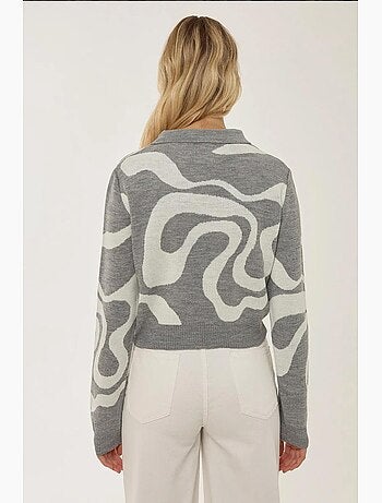 Pull en maille jacquard à col polo hiccup