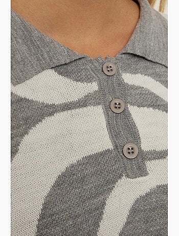 Pull en maille jacquard à col polo hiccup