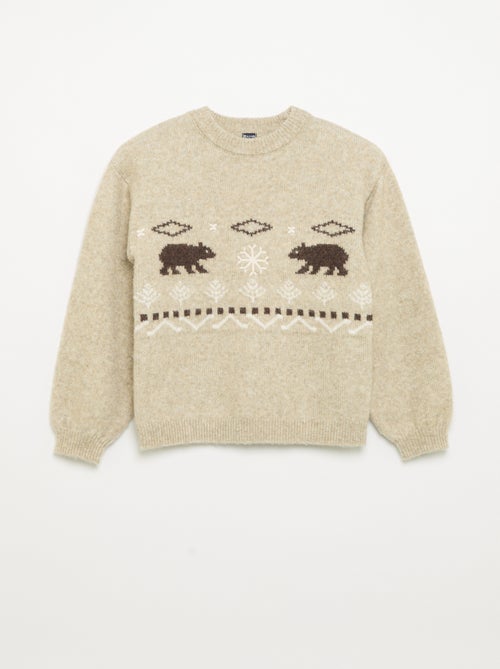 Pull en maille jacquard avec motifs 'ours' - Kiabi