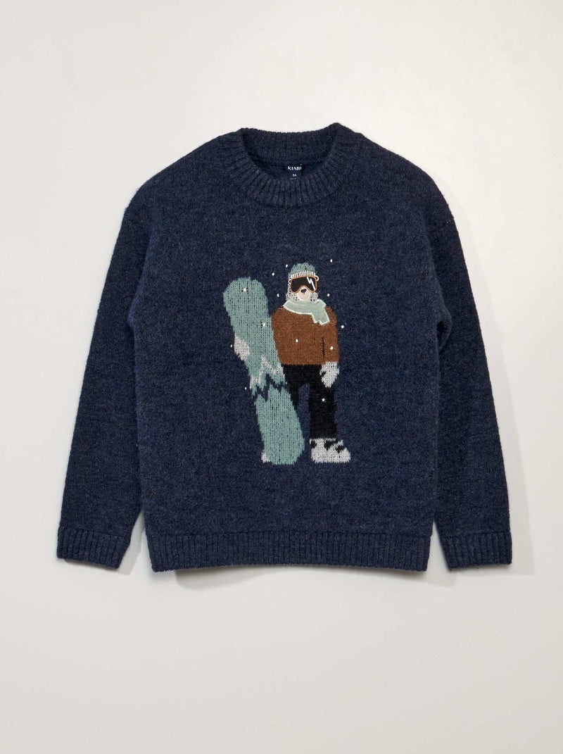 Pull en maille jacquard Bleu - Kiabi