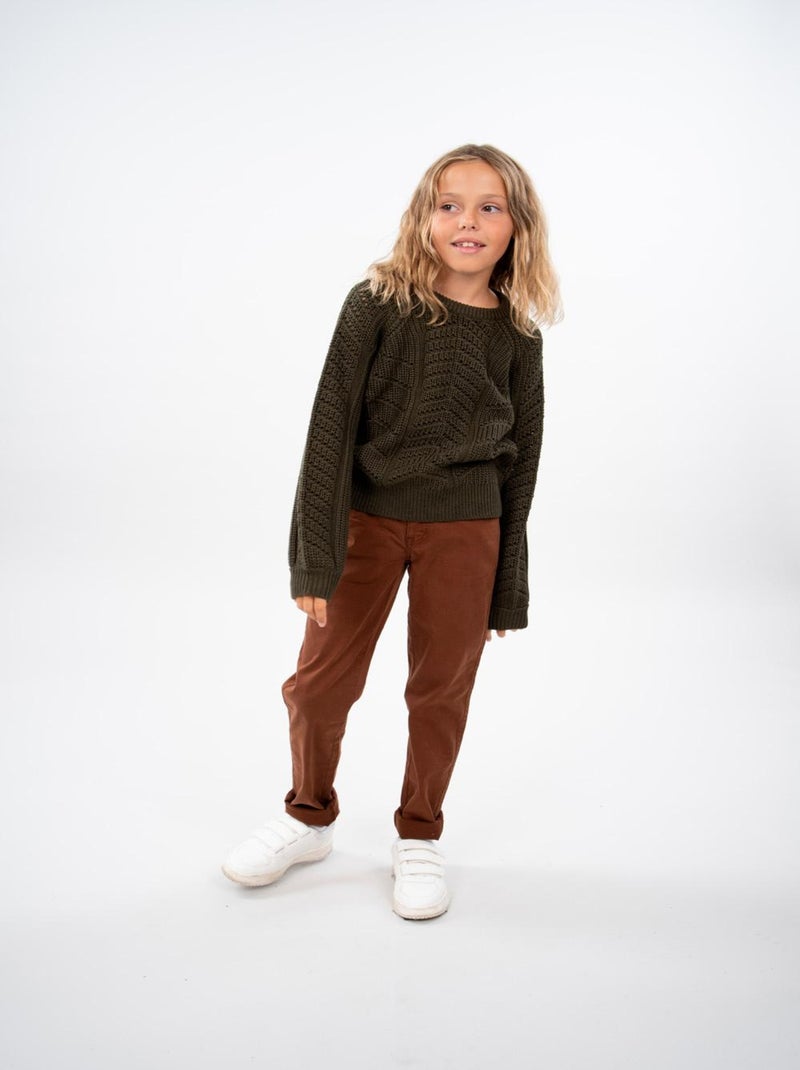 Pull en maille jacquard 'Deeluxe' Vert bouteille - Kiabi