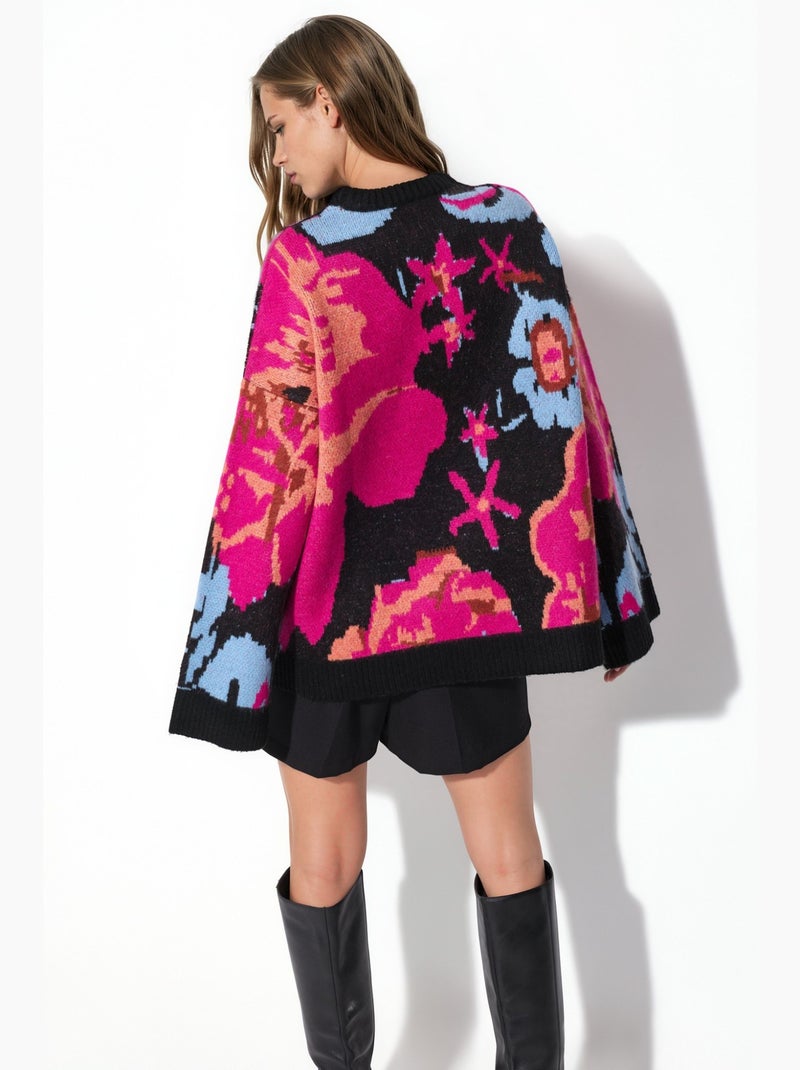 Pull en maille jacquard oversize hiccup Noir Rose - Kiabi