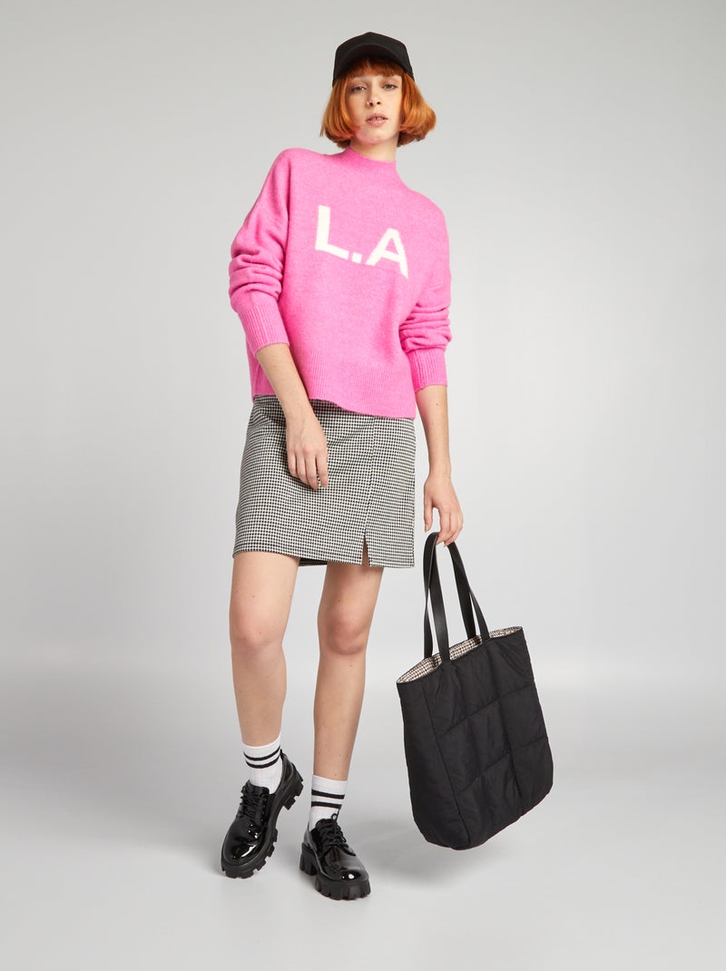 Pull en maille jacquard Rose - Kiabi