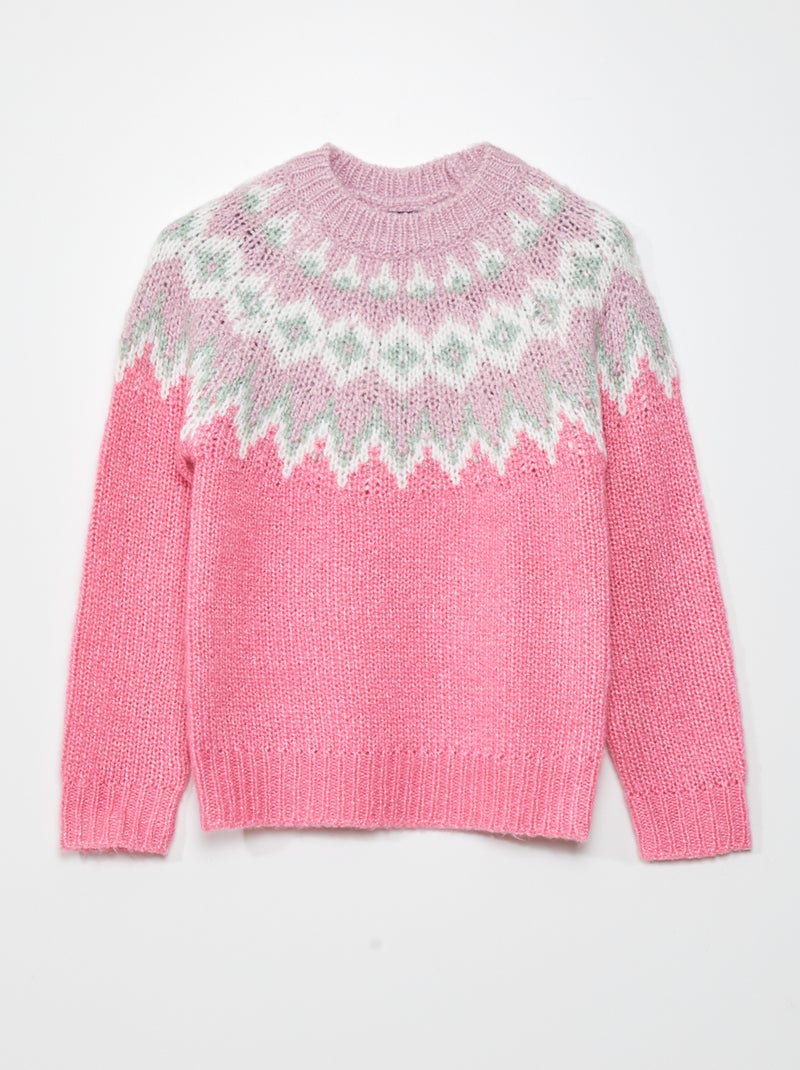 Pull en maille jacquard Rose/violet - Kiabi