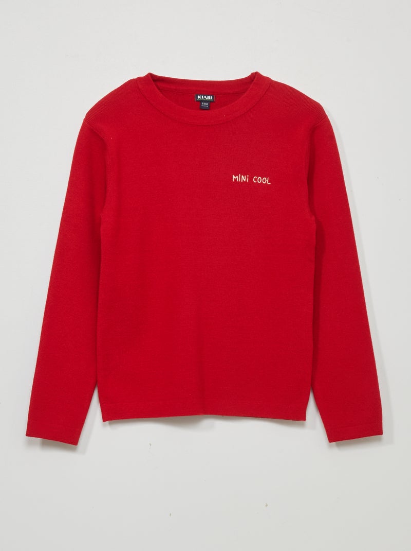 Pull en maille jersey à manches longues Rouge - Kiabi