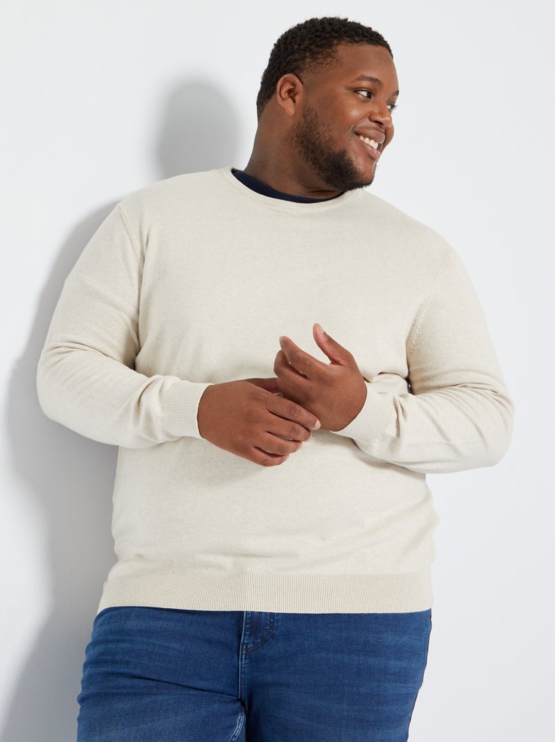 Pull en maille jersey fine jauge Beige - Kiabi