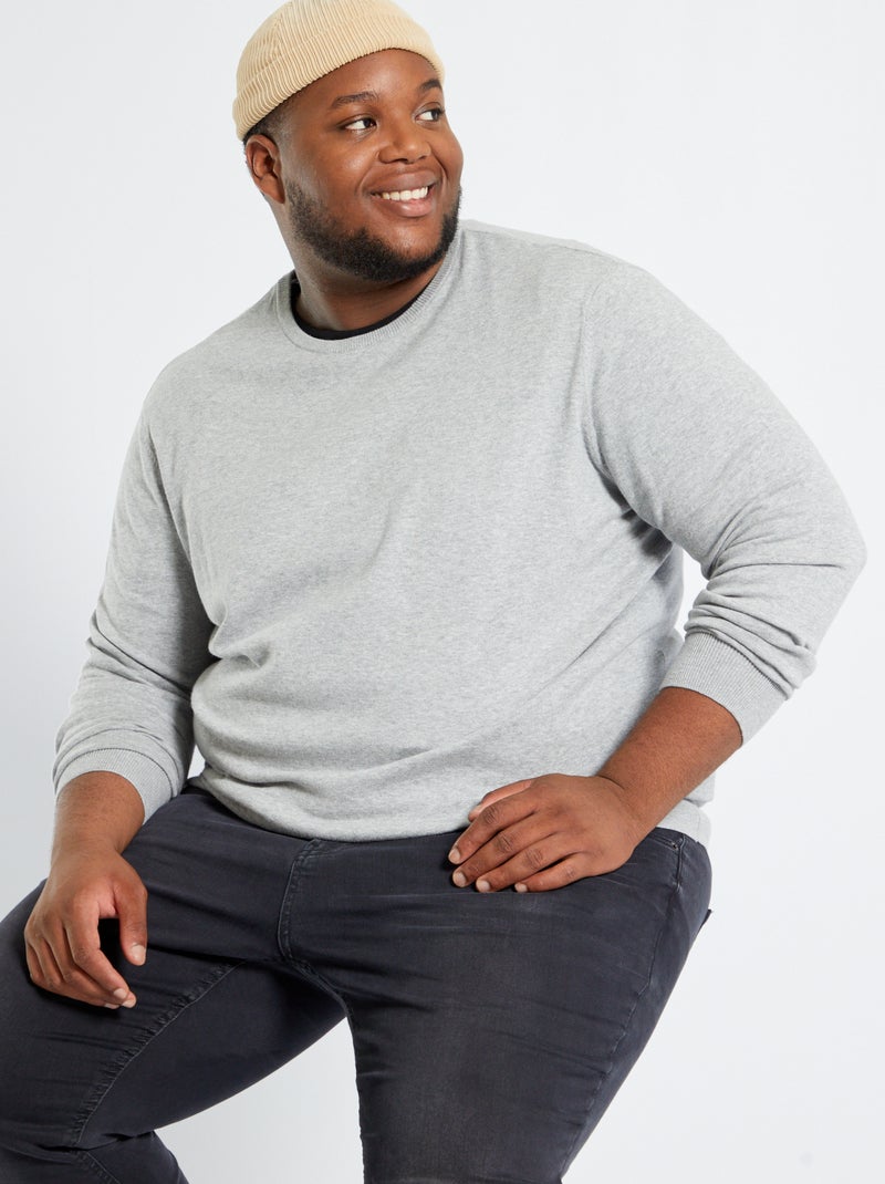 Pull en maille jersey fine jauge Gris chiné - Kiabi