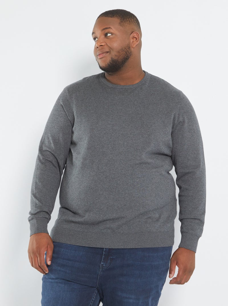 Pull en maille jersey fine jauge Gris foncé - Kiabi