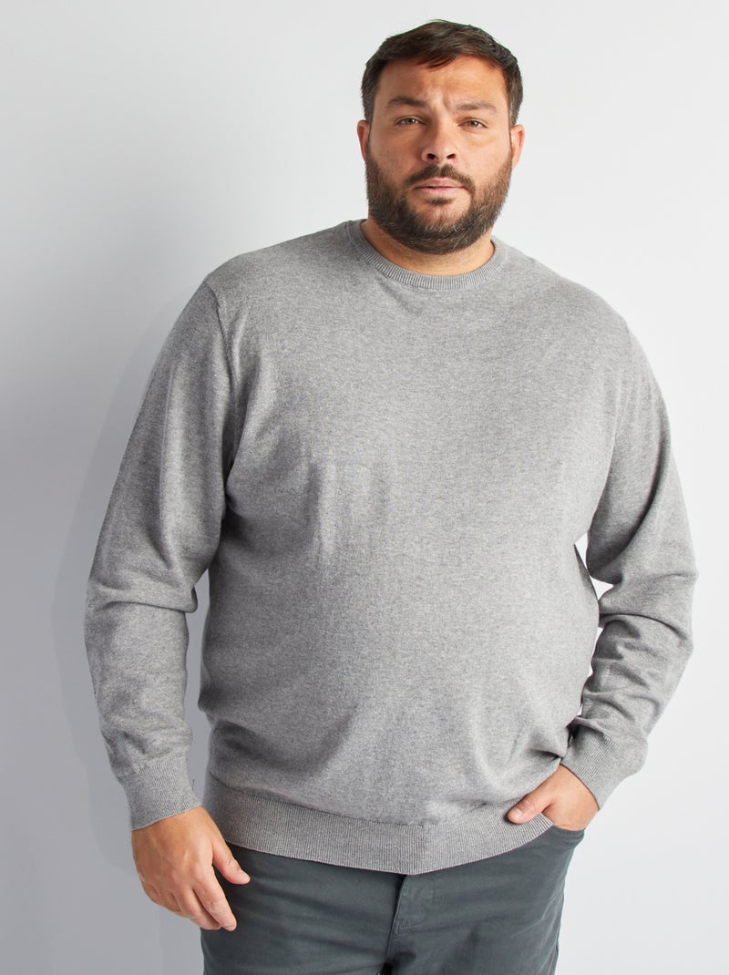 Pull en maille jersey fine jauge Gris - Kiabi