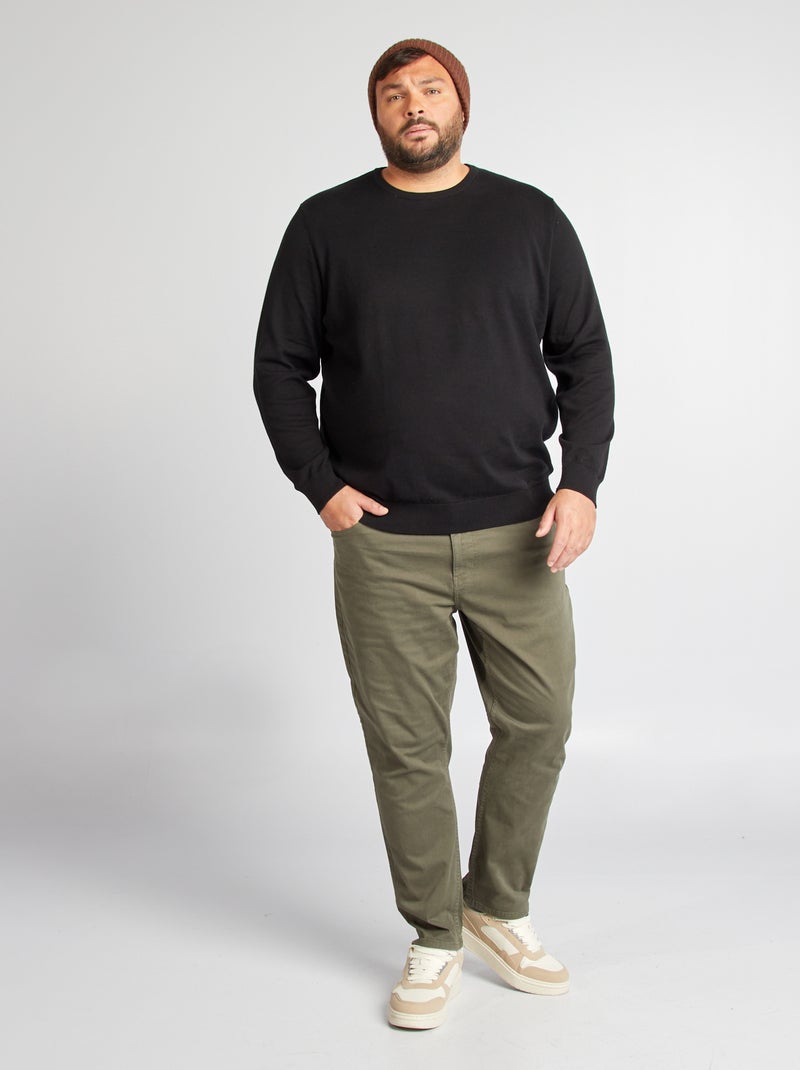 Pull en maille jersey fine jauge noir - Kiabi