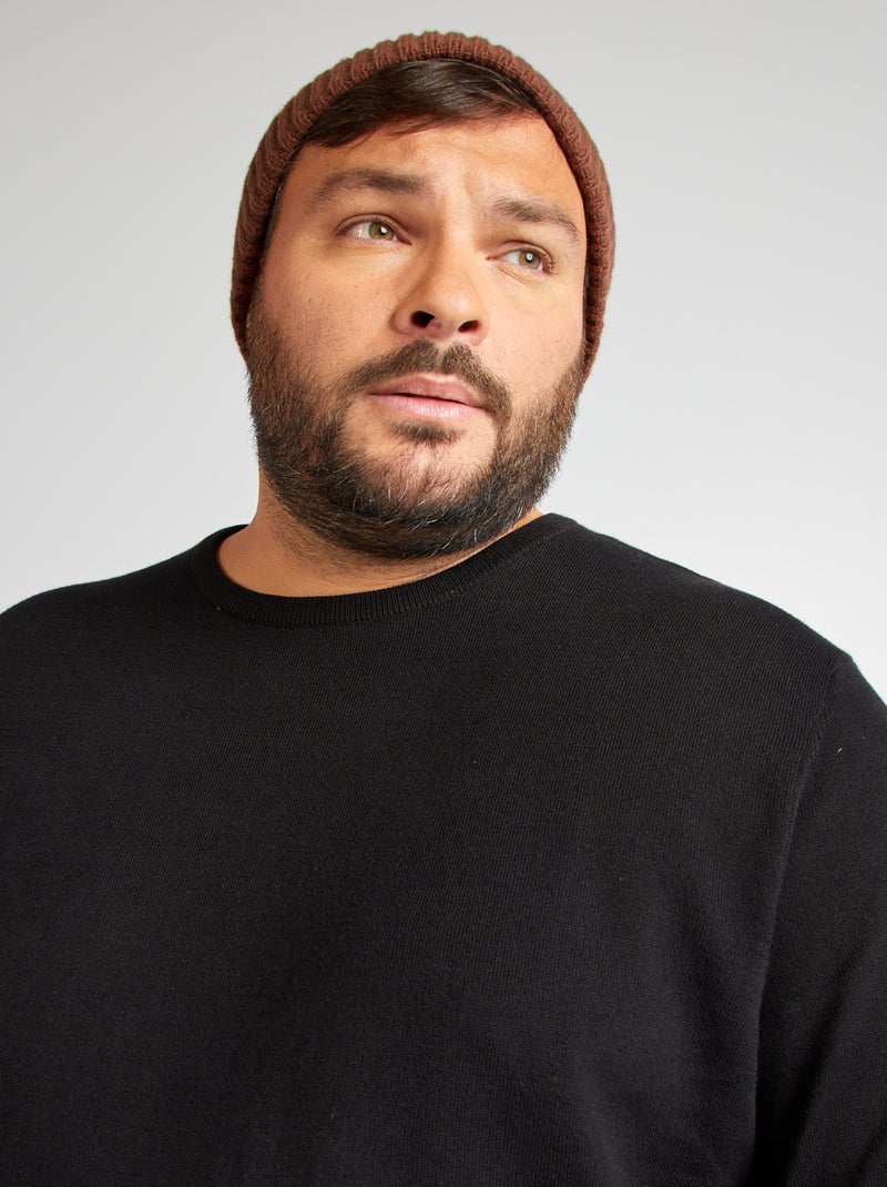 Pull en maille jersey fine jauge noir - Kiabi