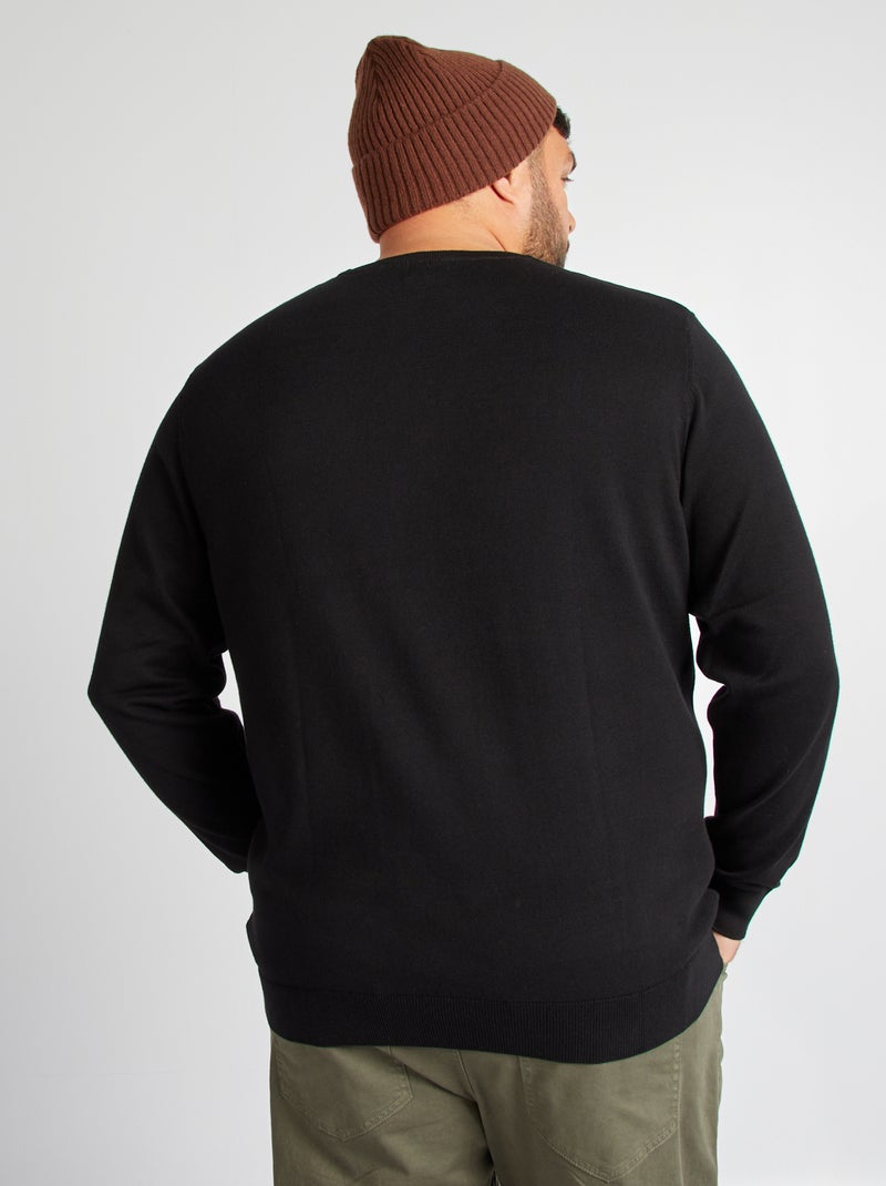 Pull en maille jersey fine jauge noir - Kiabi