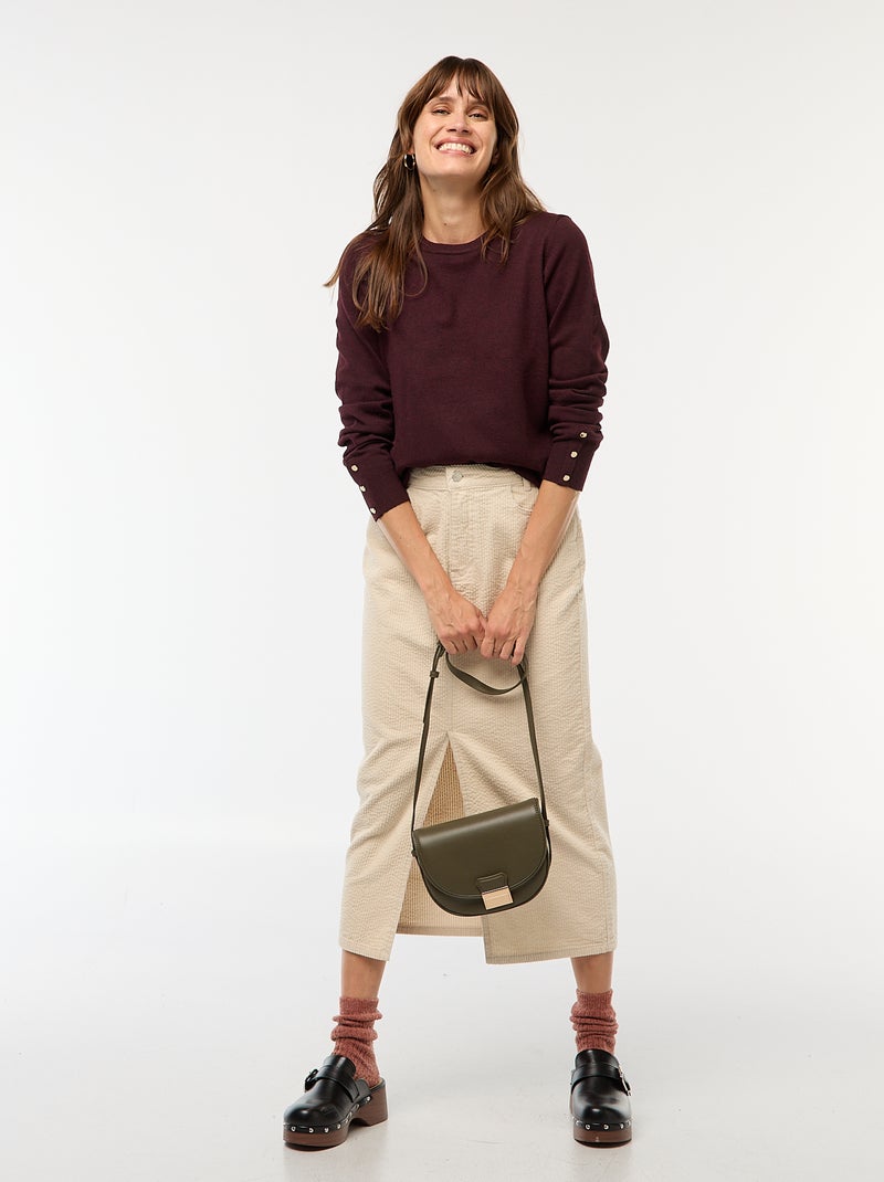 Pull en maille léger col rond Bordeaux - Kiabi