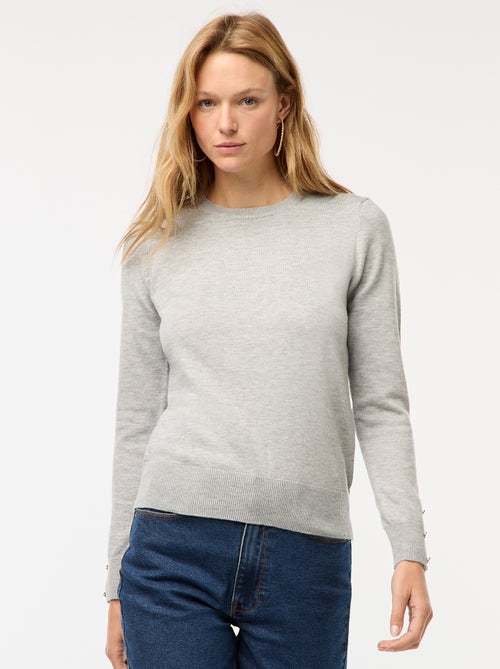 Pull en maille léger col rond - Kiabi