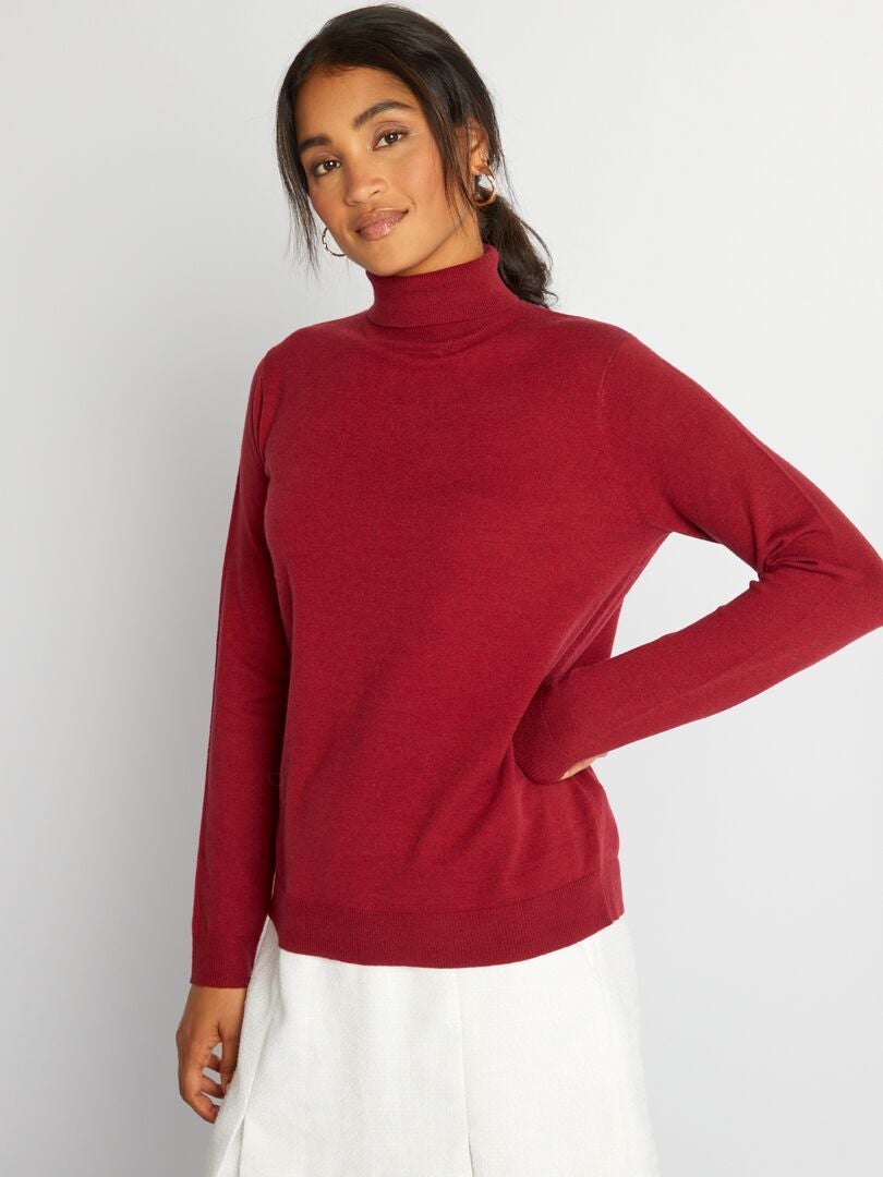 Pull En Maille L G Re Col Montant Rouge Kiabi