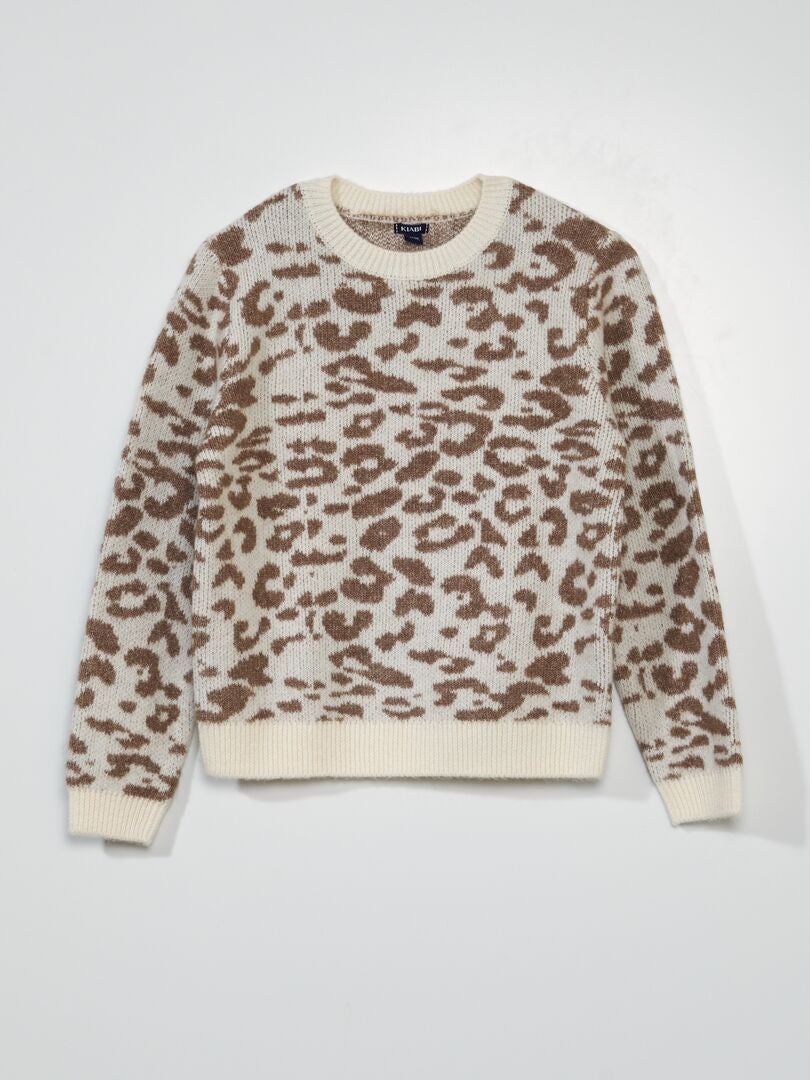 Pull en maille léopard Blanc/marron - Kiabi