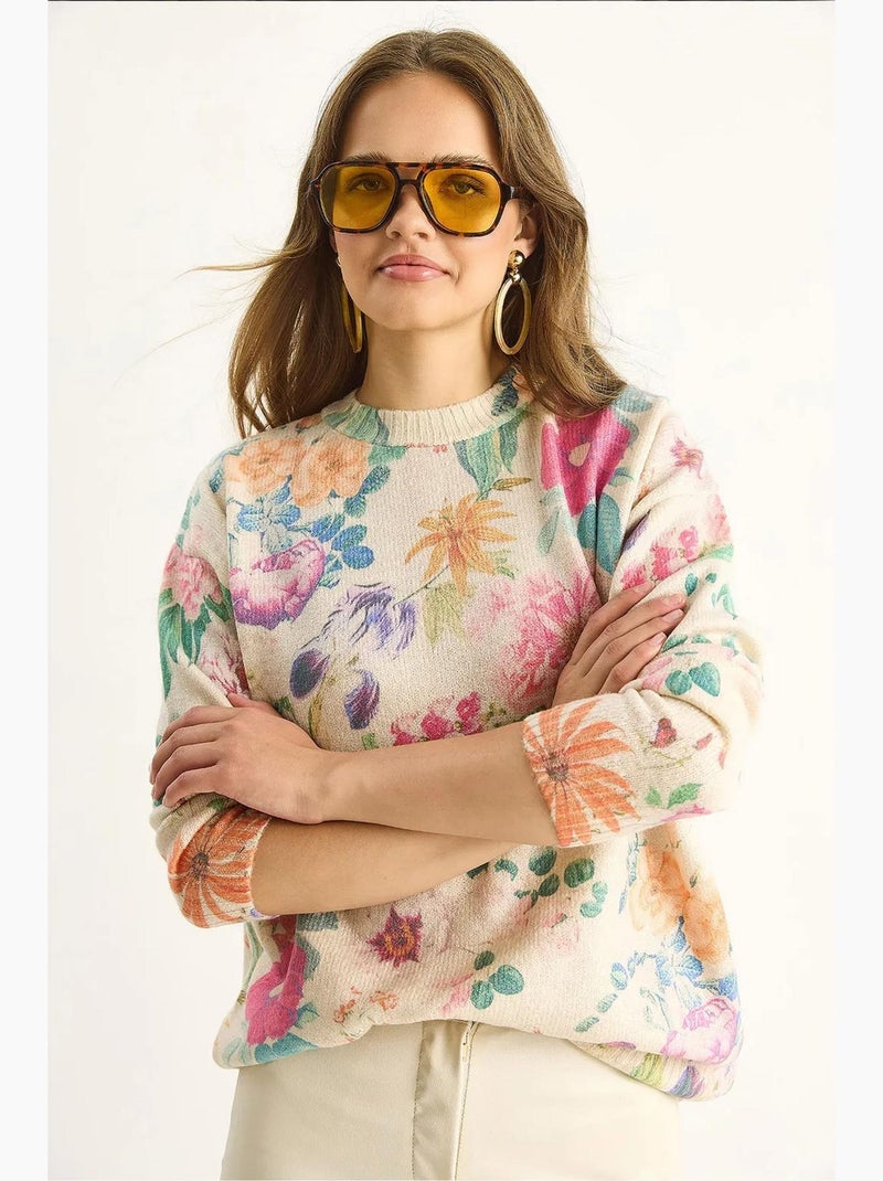 Pull en maille lucci Rose fluo - Kiabi