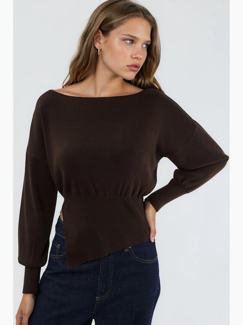 Pull en maille mi-épaisse à col bateau hiccup - Kiabi