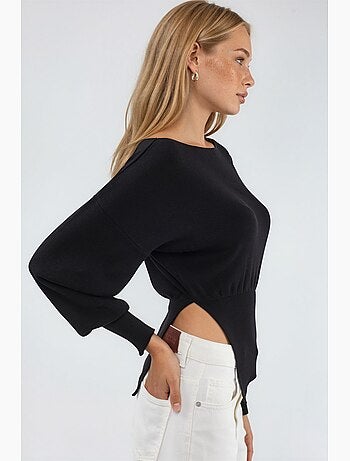 Pull en maille mi-épaisse à col bateau hiccup