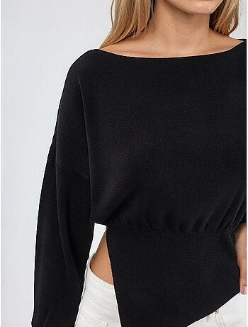 Pull en maille mi-épaisse à col bateau