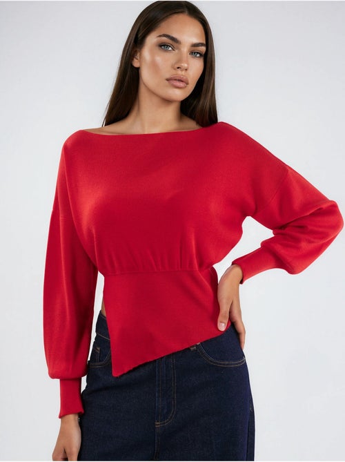 Pull en maille mi-épaisse à col bateau - Kiabi