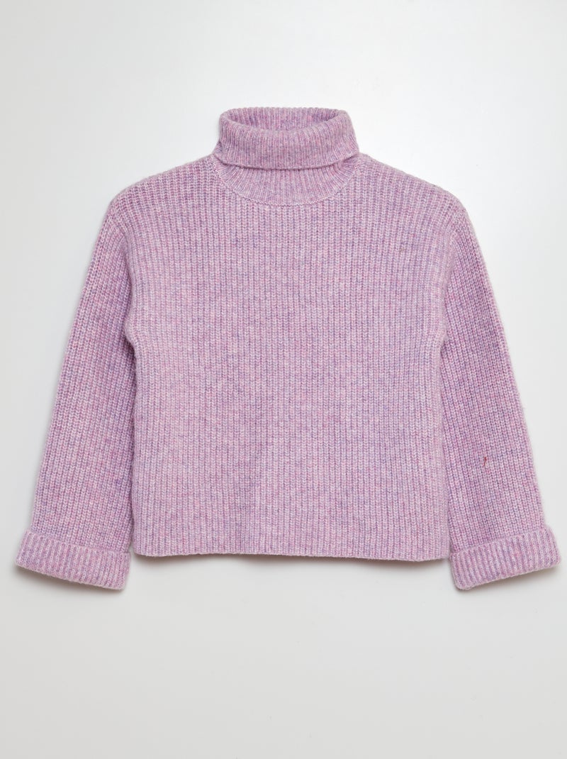 Pull en maille moulinée avec col roulé Rose - Kiabi