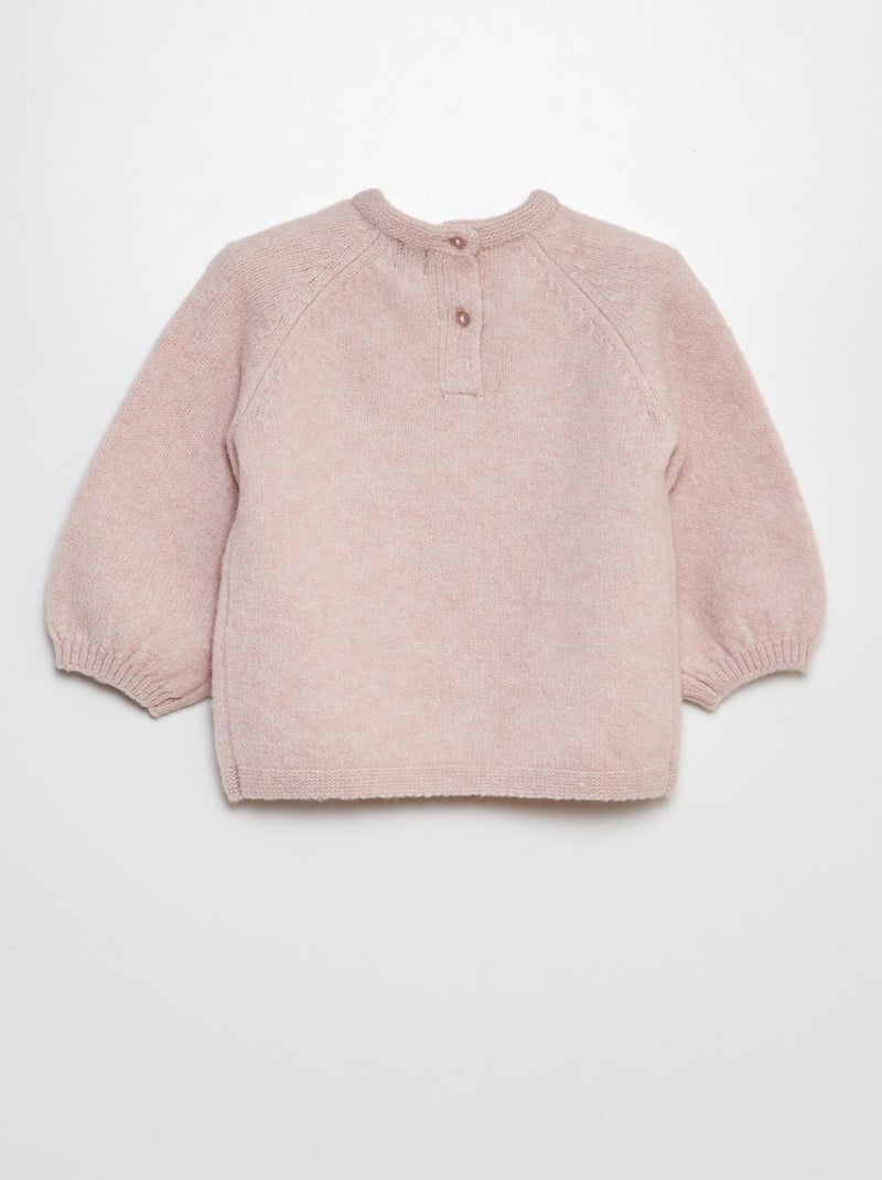 Pull en maille mousseuse avec broderies Violet - Kiabi