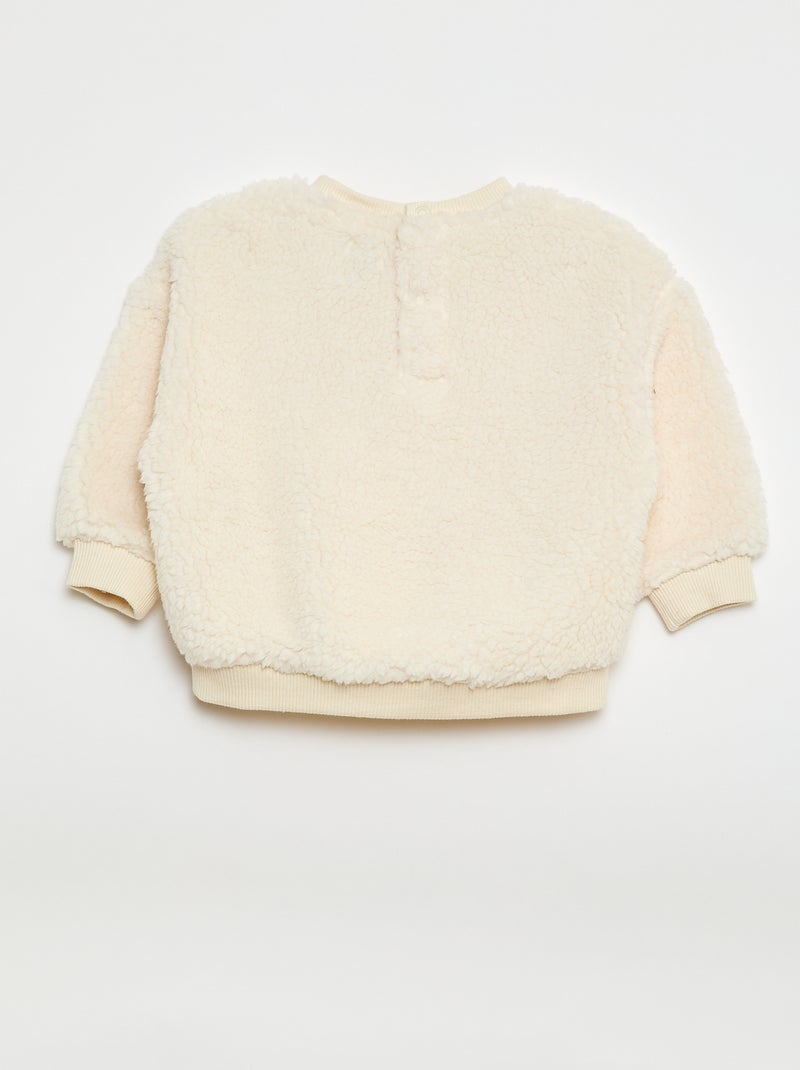 Pull en maille moutonnée à motif Blanc - Kiabi