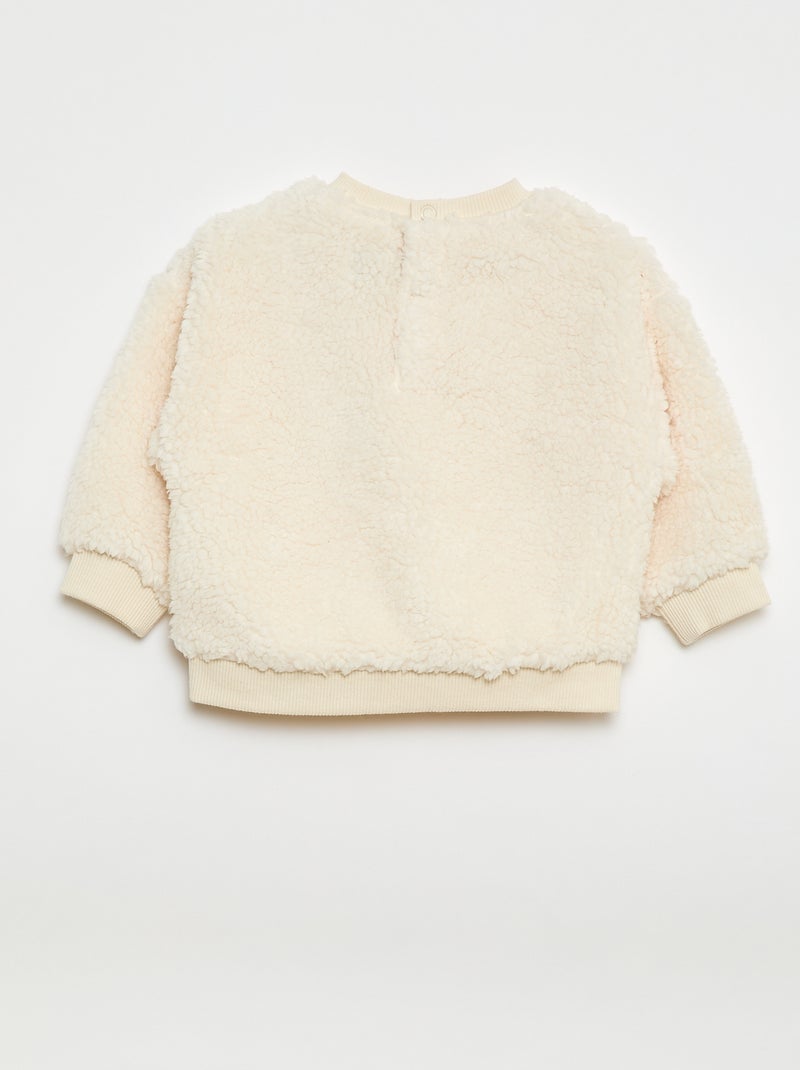 Pull en maille moutonnée à motif Blanc - Kiabi