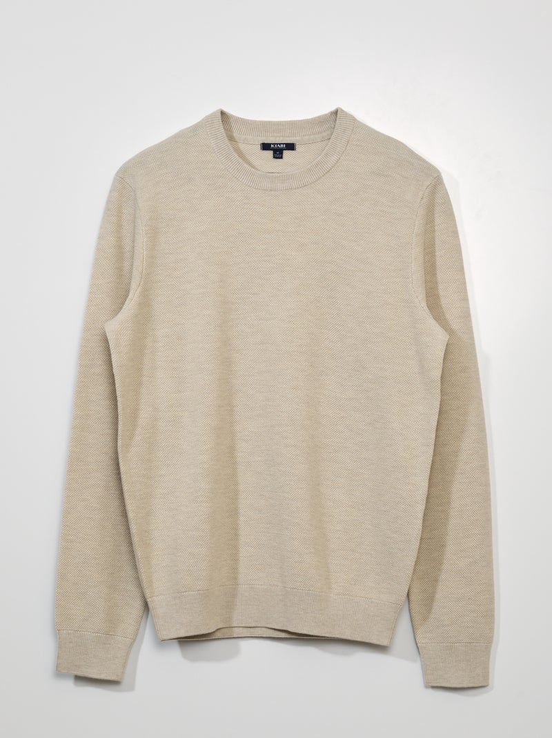 Pull en maille nid d'abeille Beige - Kiabi